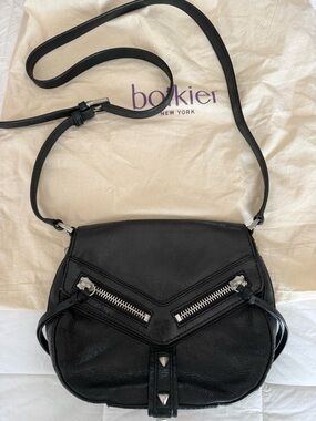 Botkier Black Genuine Leather Crossbody with Silver Accents!